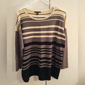 Cyrus Womans Large Tan/Brown Striped Sweater